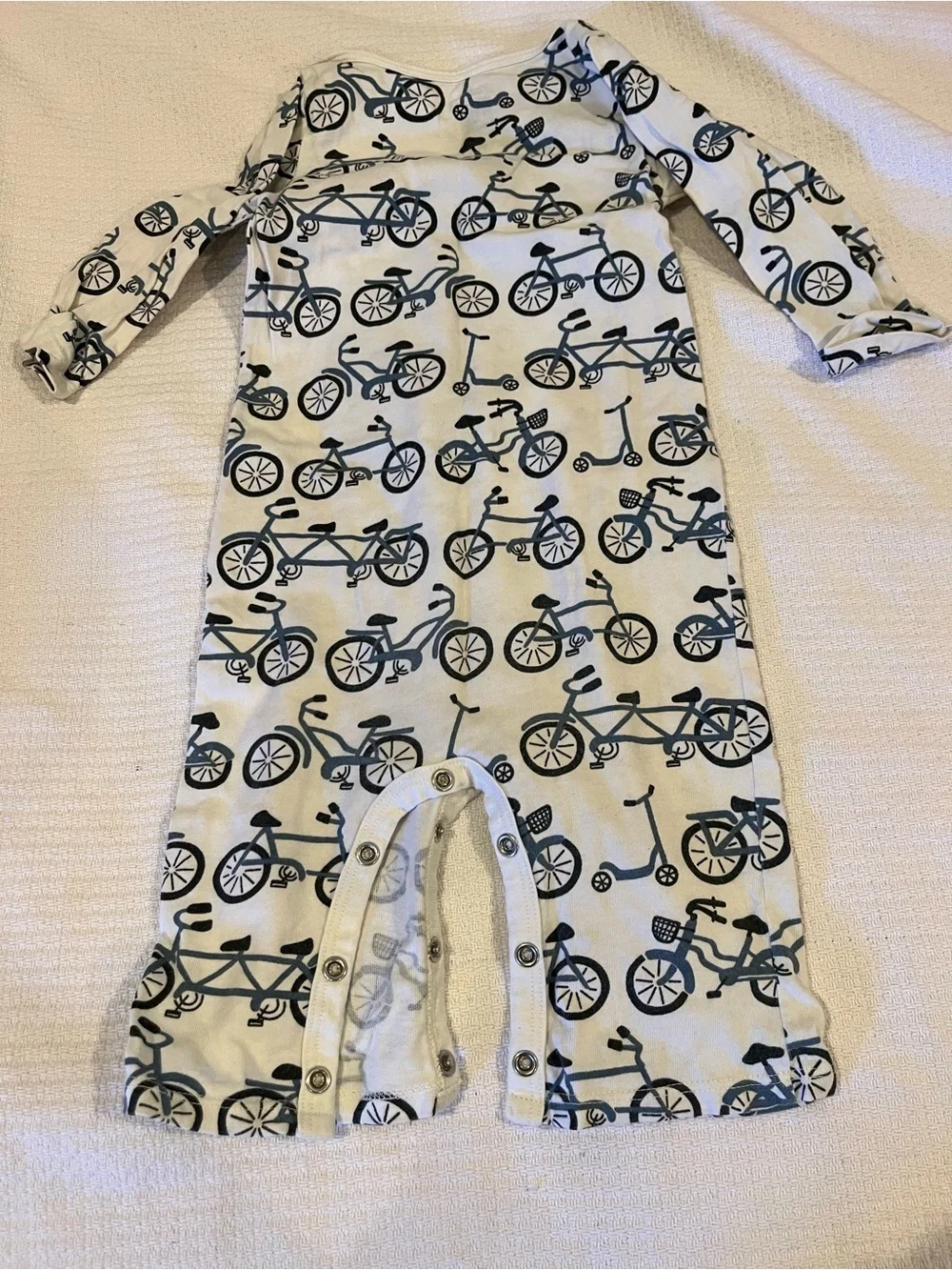 Winter water factory Cream Bicycle Print Kids One-Piece Romper 12m